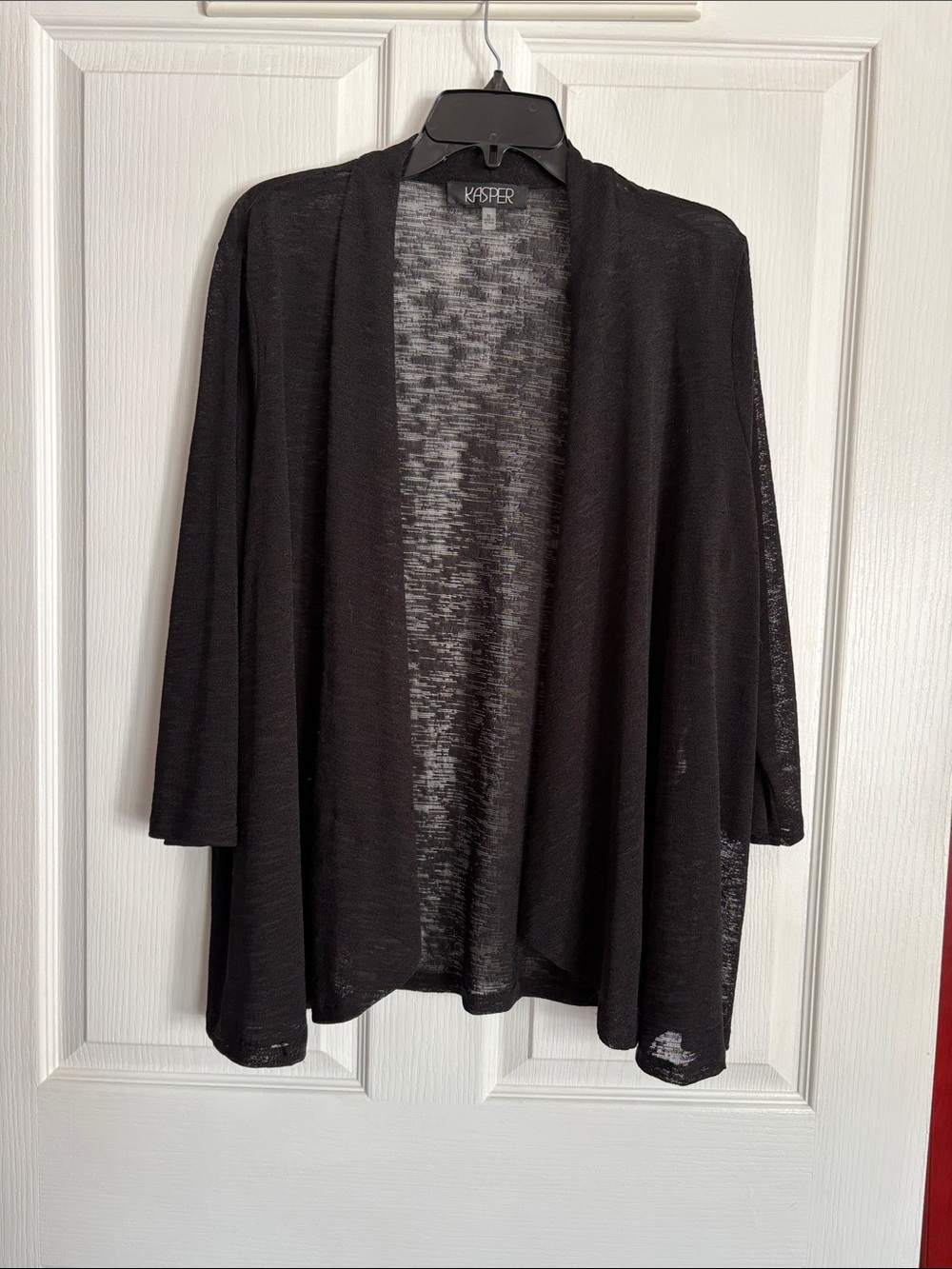 Kasper Black Open-Front Lightweight Cardigan. XL